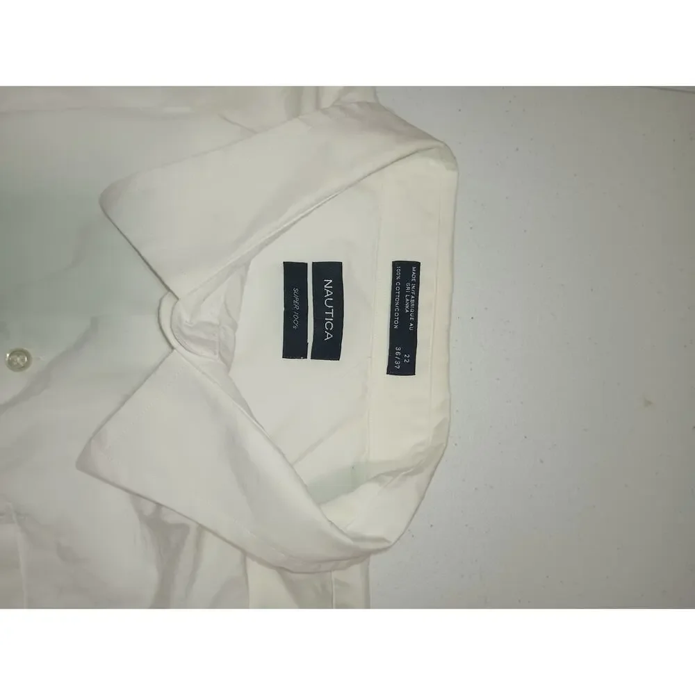 Nautica Men’s Classic White Button‑Up Long Sleeve Shirt Size L - Picture 4 of 7